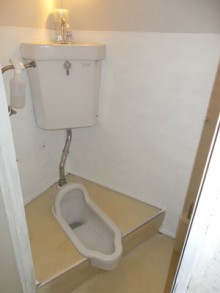 和式→洋式トイレに　便器を斜めに設置してスペースを有効利用